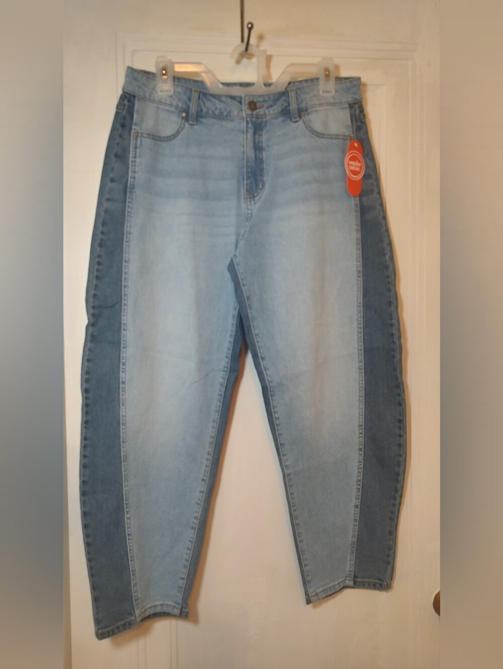 Wonder Nation Girls Size 18 Barrel Leg Jeans Medium Enzyme NWT Adjustable Waist